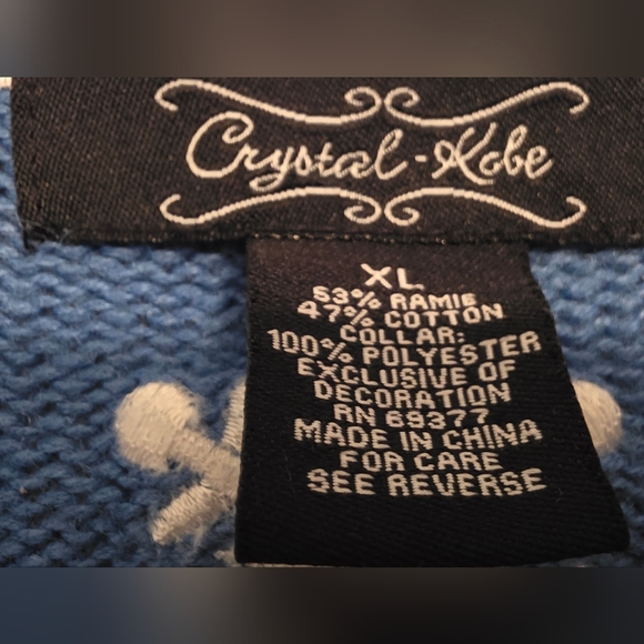 Blue Holiday Sweater with Tree Embellishments - Picture 6 of 6